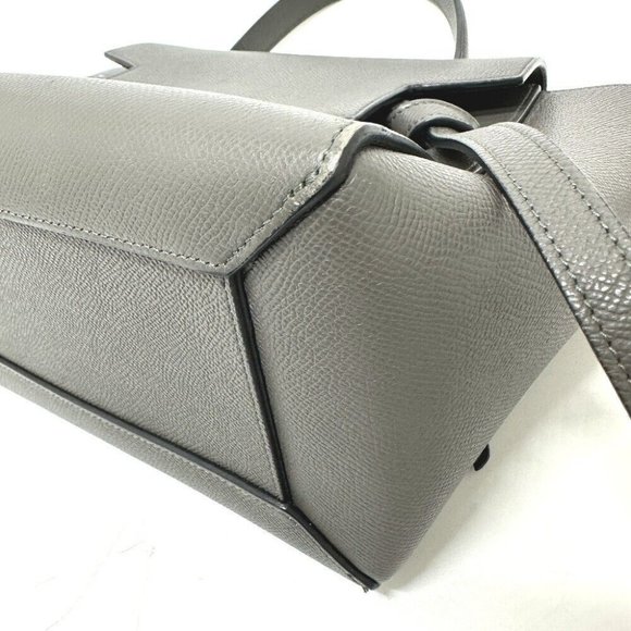 Auth CELINE 189153 logo Belt bag micro 2WAY Shoulder Bag Hand Bag Leather gray - Picture 11 of 16